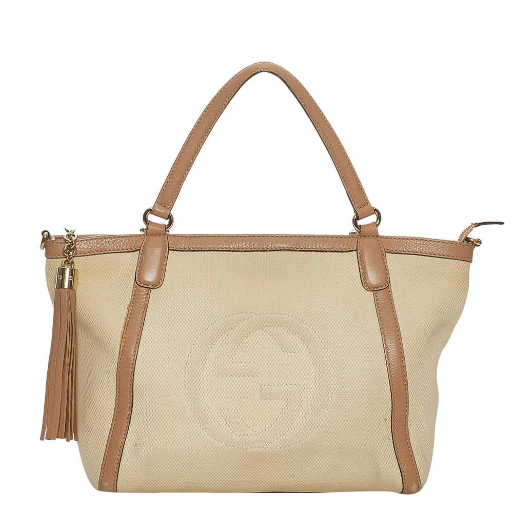 商品[二手商品] Gucci|Gucci Beige/Brown Canvas and Leather Soho Cellarius Tote Bag,价格¥6775,第1张图片