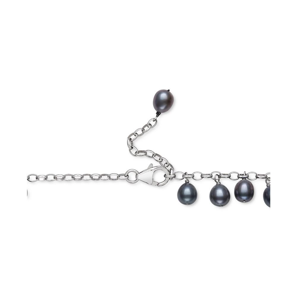商品Belle de Mer|Peacock Cultured Freshwater Pearl (6 - 6-1/2mm) Dangle Collar Necklace in Sterling Silver, 17" + 1" extender,价格¥438,第5张图片详细描述