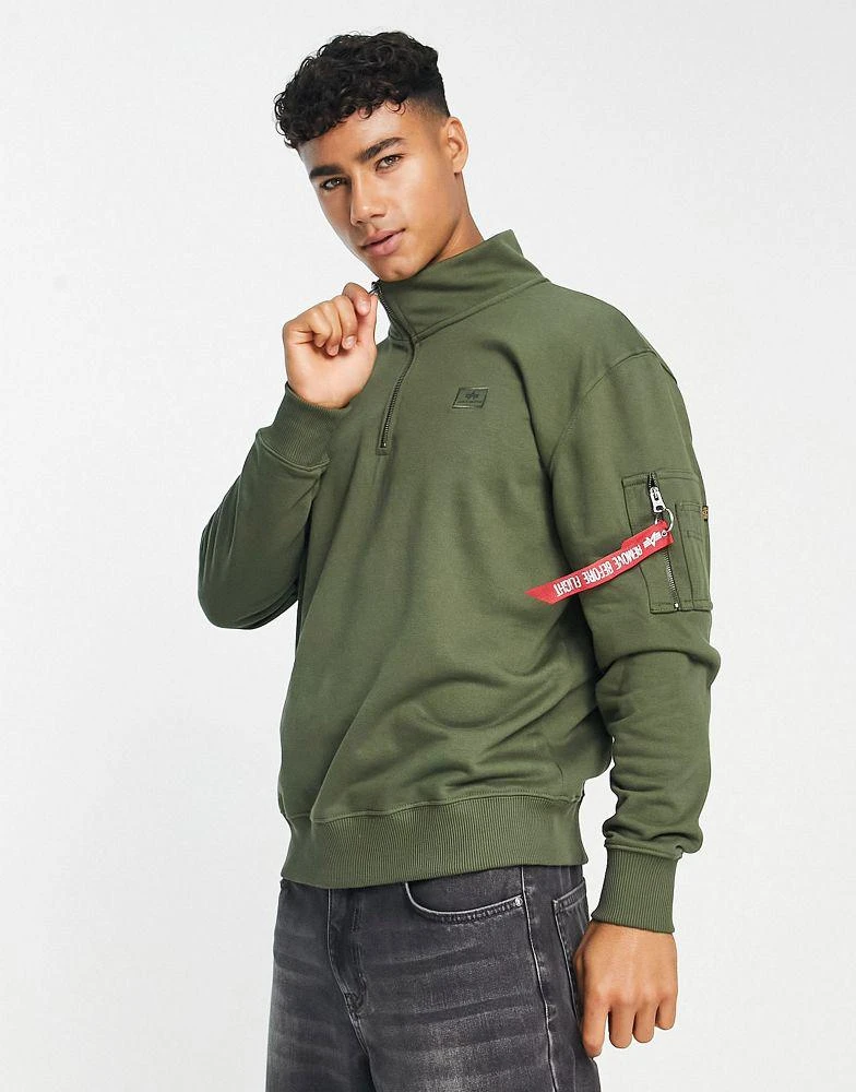 商品Alpha Industries|Alpha Industries X-Fit half zip sweatshirt in dark green,价格¥525,第1张图片