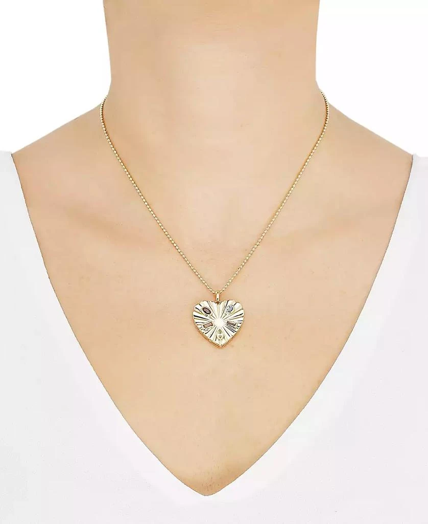 商品Macy's|Multi-Stone (1 ct.tw.) 18" Heart Pendant Necklace in 14k Gold-Plated Sterling Silver,价格¥986,第2张图片详细描述