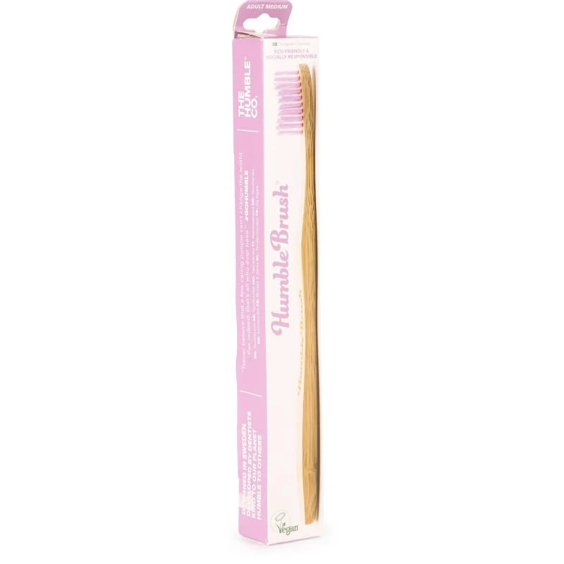 商品The Humble Co|Medium soft bamboo toothbrush in pink,价格¥61,第1张图片