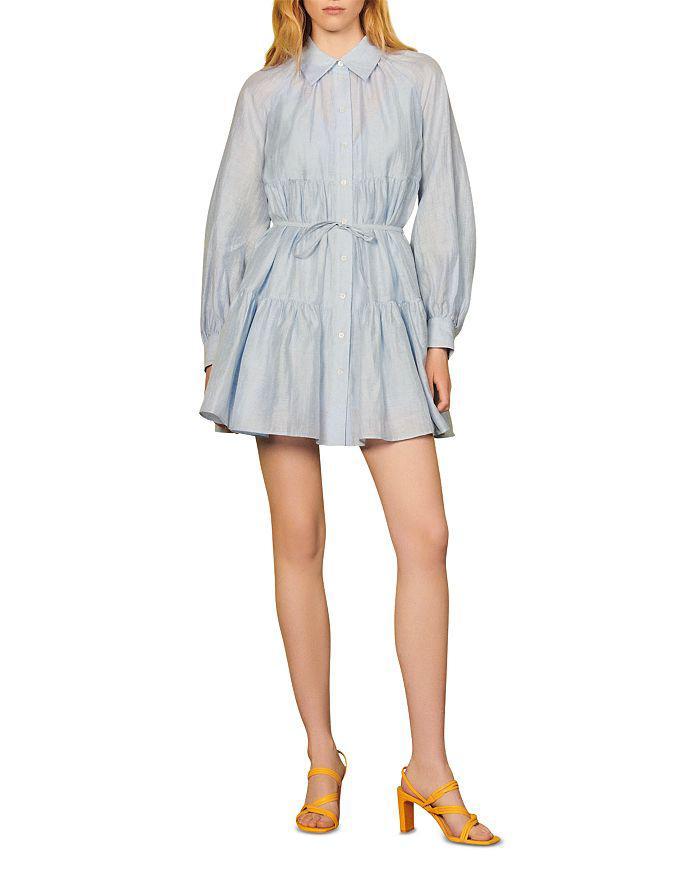 商品Sandro|Tiphaine Tiered Shirt Dress,价格¥1853,第5张图片详细描述