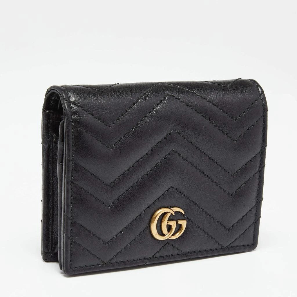 商品[二手商品] Gucci|Gucci Black Matelassé Leather GG Marmont Card Case,价格¥3152,第4张图片详细描述
