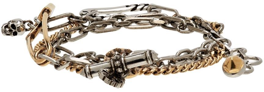 商品Alexander McQueen|Silver & Gold Safety Pin Bracelet,价格¥2266,第5张图片详细描述