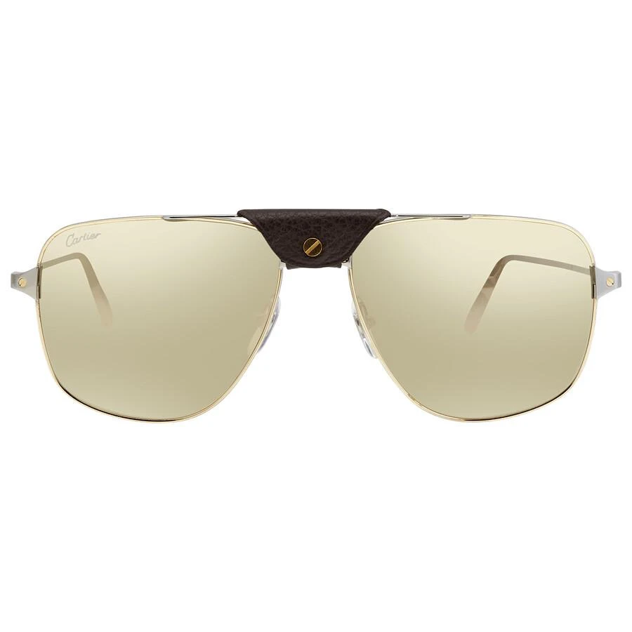 商品Cartier|Cartier Santos de Cartier Gold Mirror Navigator Men's Sunglasses CT0037S 59 003,价格¥5611,第2张图片详细描述