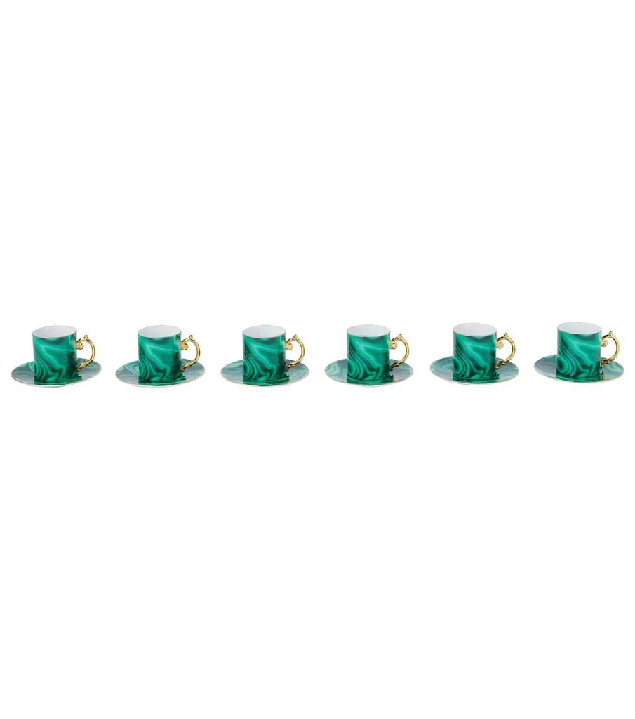 商品L'Objet|Malachite浓缩咖啡杯和咖啡碟，六件套,价格¥5165,第1张图片