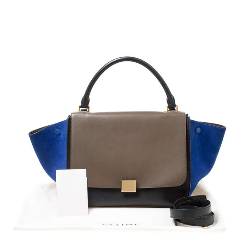 Celine Tri Color Leather and Suede Medium Trapeze Top Handle Bag商品第9张图片规格展示