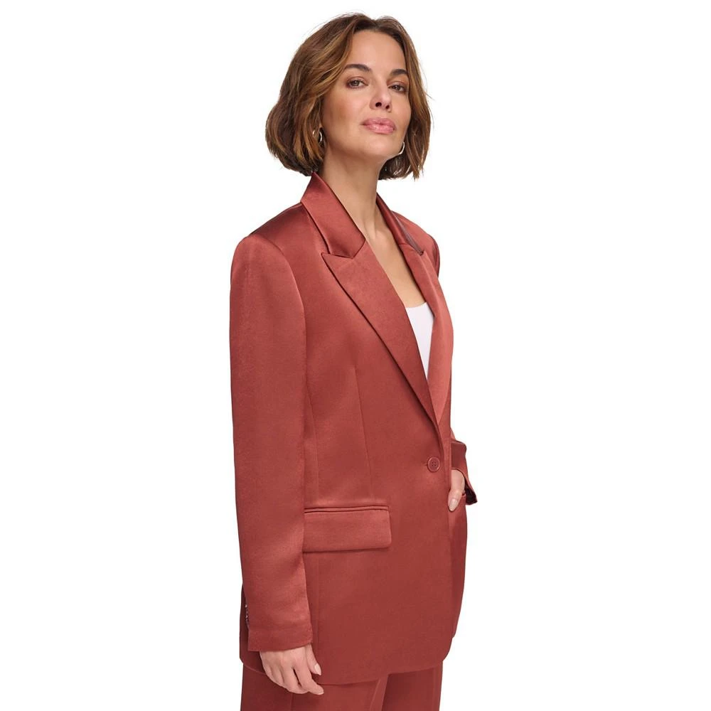 商品DKNY|Women's Satin Peak Collar One Button Blazer,价格¥462,第3张图片详细描述