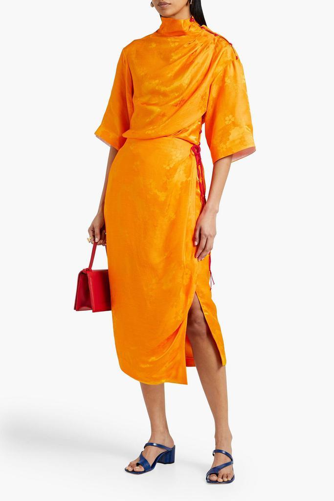 商品Rosie Assoulin|Bow-embellished draped floral-jacquard midi wrap skirt,价格¥2895,第4张图片详细描述