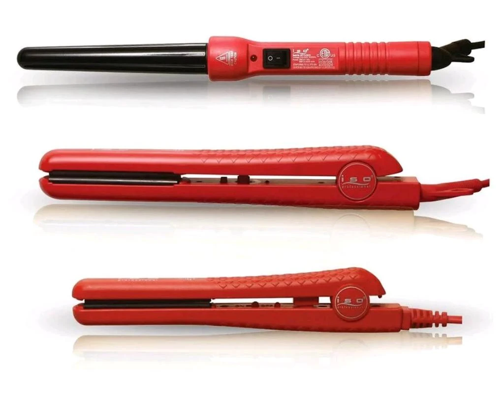 商品ISO Beauty|The Essentials Full Styling Set - 100% Solid Ceramic 1.25" Flat Iron, 0.5" Mini Flat Iron, & Curling Wand,价格¥791,第1张图片