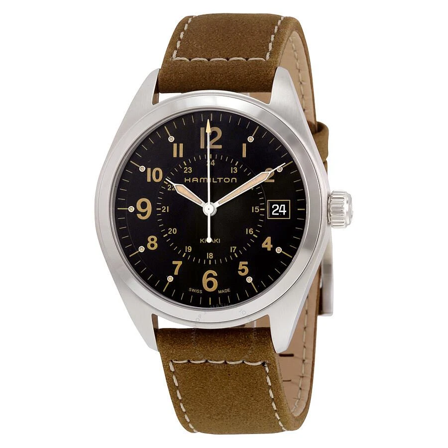 商品Hamilton|Khaki Black Dial Tan Suede Men's Watch H68551833,价格¥2844,第1张图片