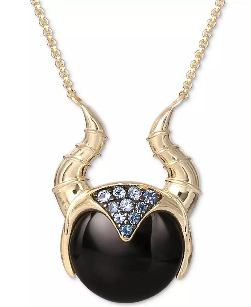 商品Disney|Onyx & Cubic Zirconia Sleeping Beauty Maleficent Horns 18" Pendant Necklace in 18k Gold-Plated Sterling Silver,价格¥522,第1张图片