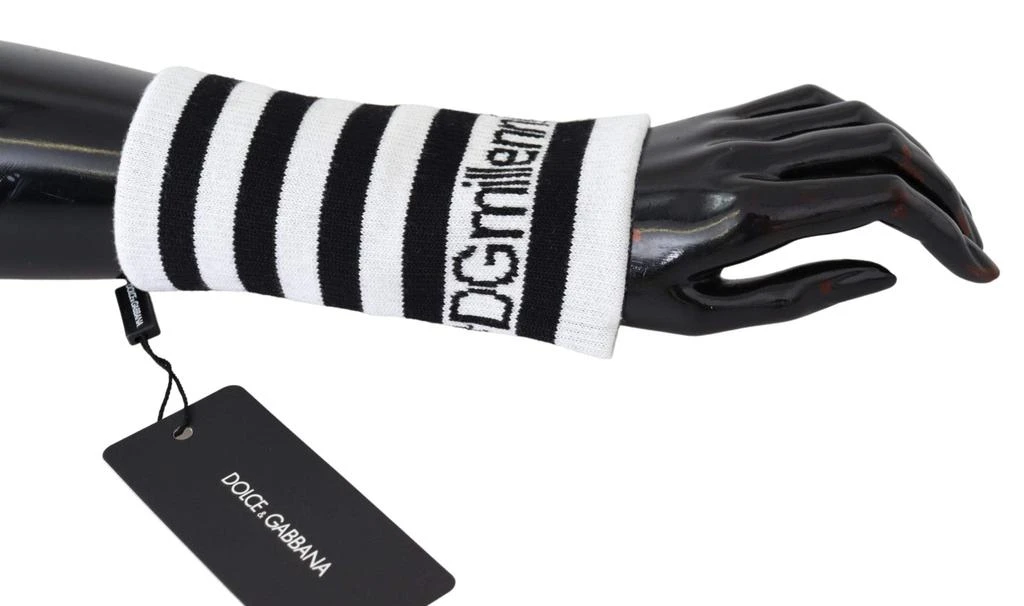 商品Dolce & Gabbana|Dolce & Gabbana Black White Wool DGMillennials Wristband Wrap,价格¥653,第1张图片