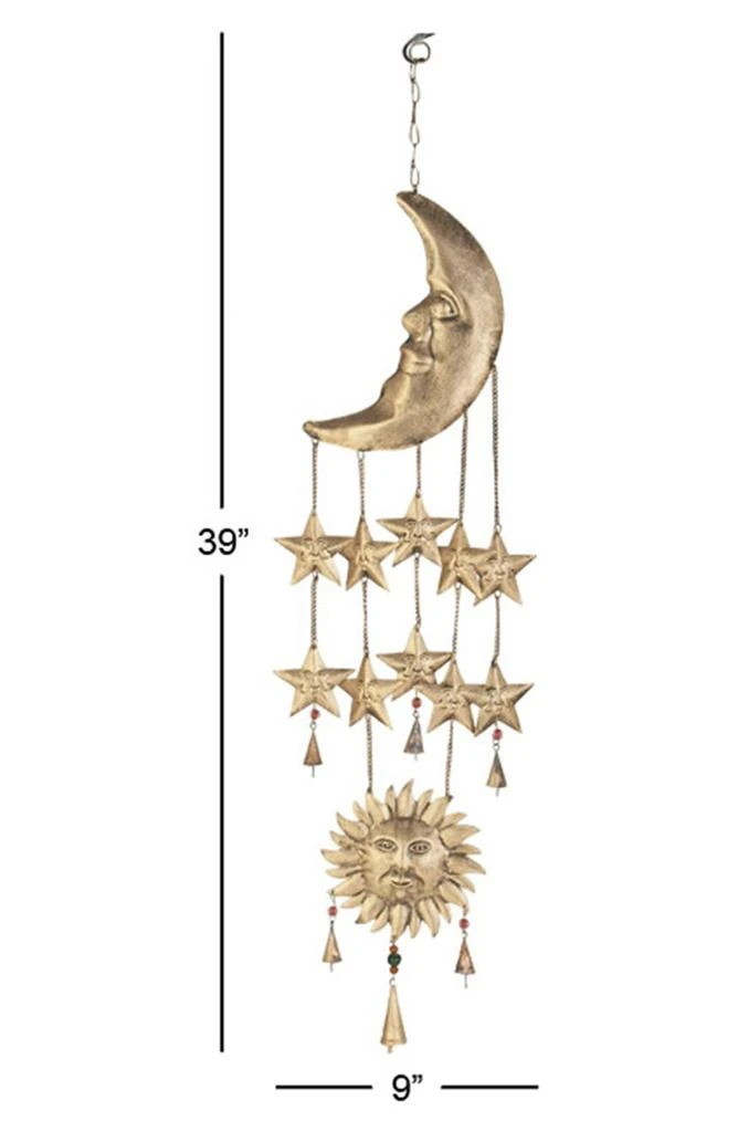 商品GINGER BIRCH STUDIO|Goldtone Metal Moon & Sun Windchime with Glass Beads & Cone Bells,价格¥205,第4张图片详细描述