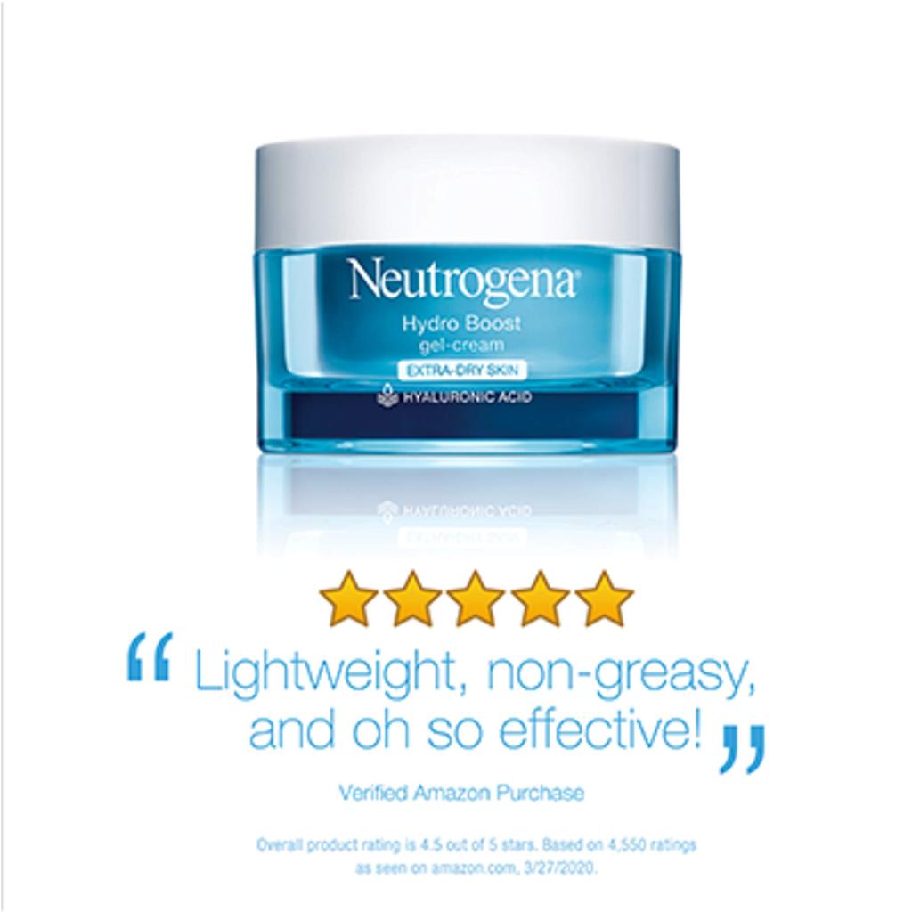 Neutrogena Hydro Boost Face Moisturizer with Hyaluronic Acid for Extra Dry Skin, Fragrance Free, Oil-Free, Non-Comedogenic Gel Cream Face Lotion, 1.7 oz商品第6张图片规格展示