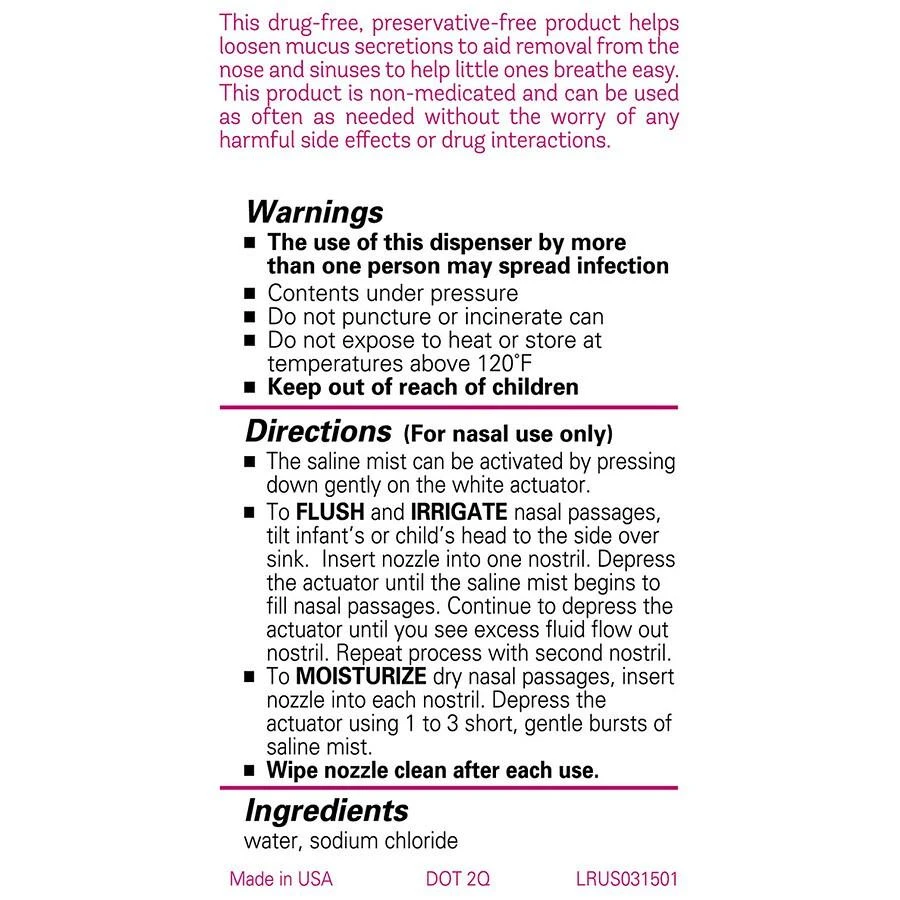 商品Little Remedies|Sterile Saline Nasal Mist,价格¥52,第4张图片详细描述