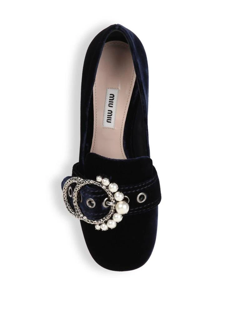 商品Miu Miu|Embellished Velvet Loafer Pumps,价格¥2668,第4张图片详细描述