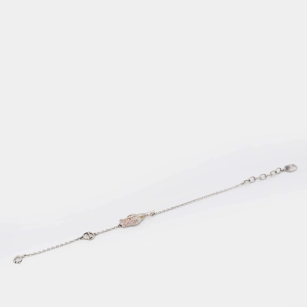 商品[二手商品] Dior|Dior Silver Tone Crystal Studded Rose Chain Necklace,价格¥2158,第2张图片详细描述