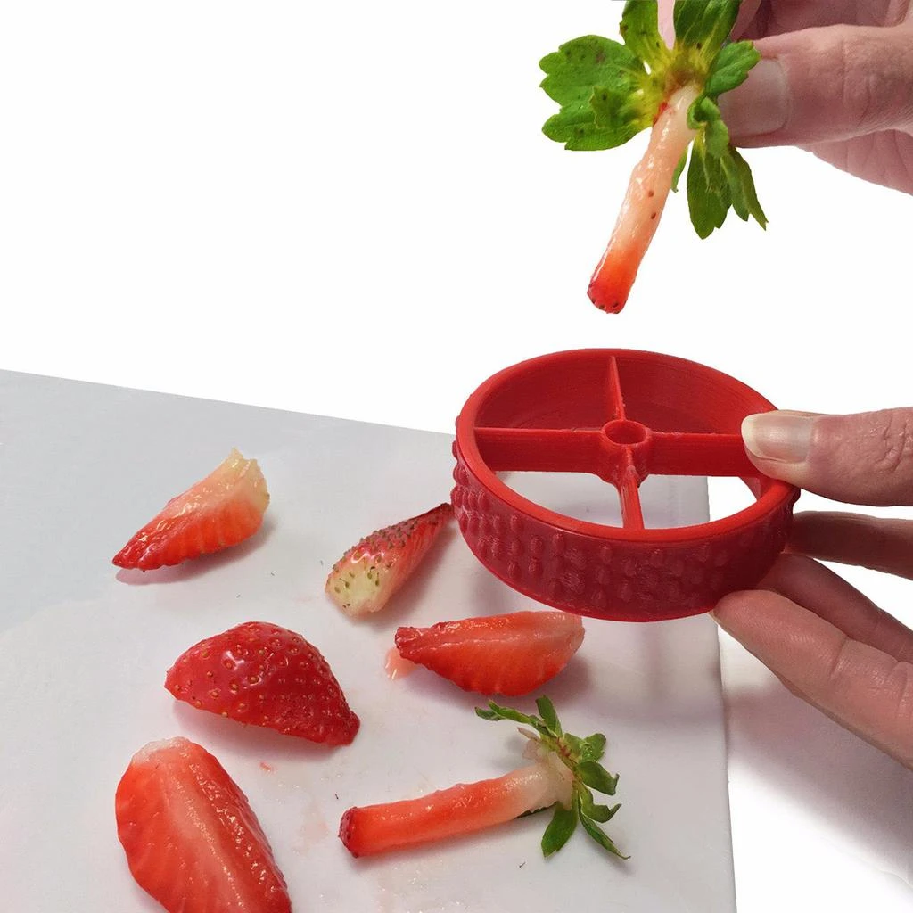 商品Fusionbrands|PushBerry 2-in-1 Strawberry Huller & Slicer Tool, Red,价格¥64,第5张图片详细描述