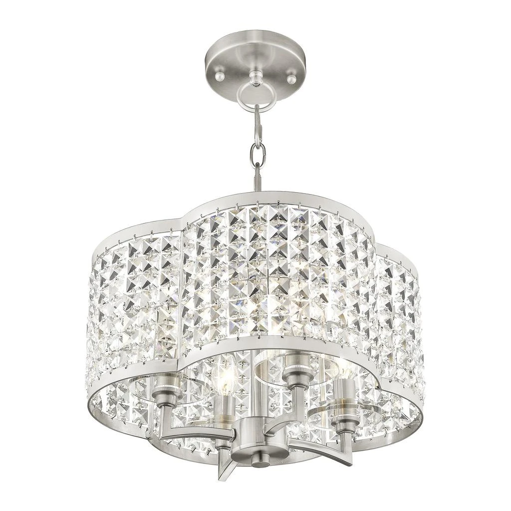 Four Light Brushed Nickel Convertible Mini Chandelier/Ceiling Mount 商品