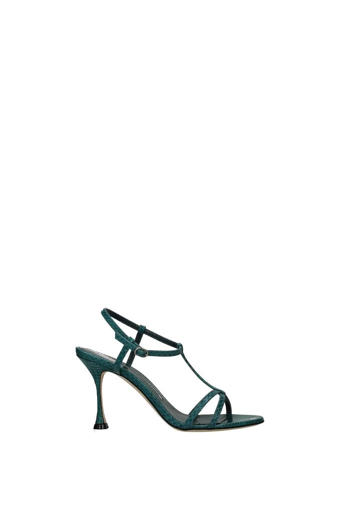 商品Manolo Blahnik|Sandals Leather Snake Green Turquoise,价格¥3349,第1张图片