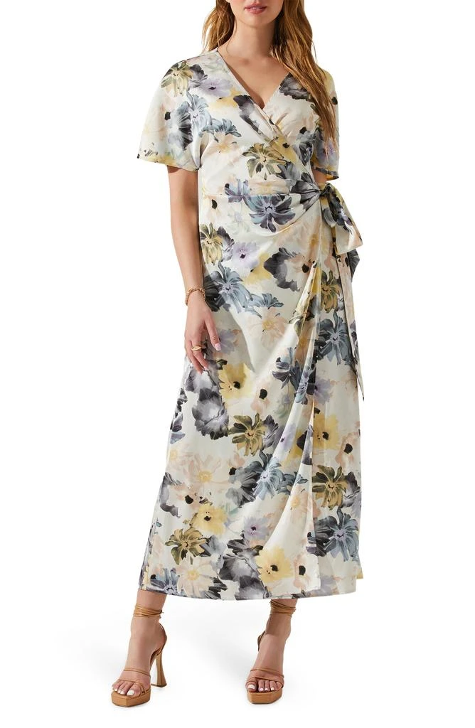 商品ASTR|Floral Short Sleeve Wrap Dress,价格¥225,第1张图片