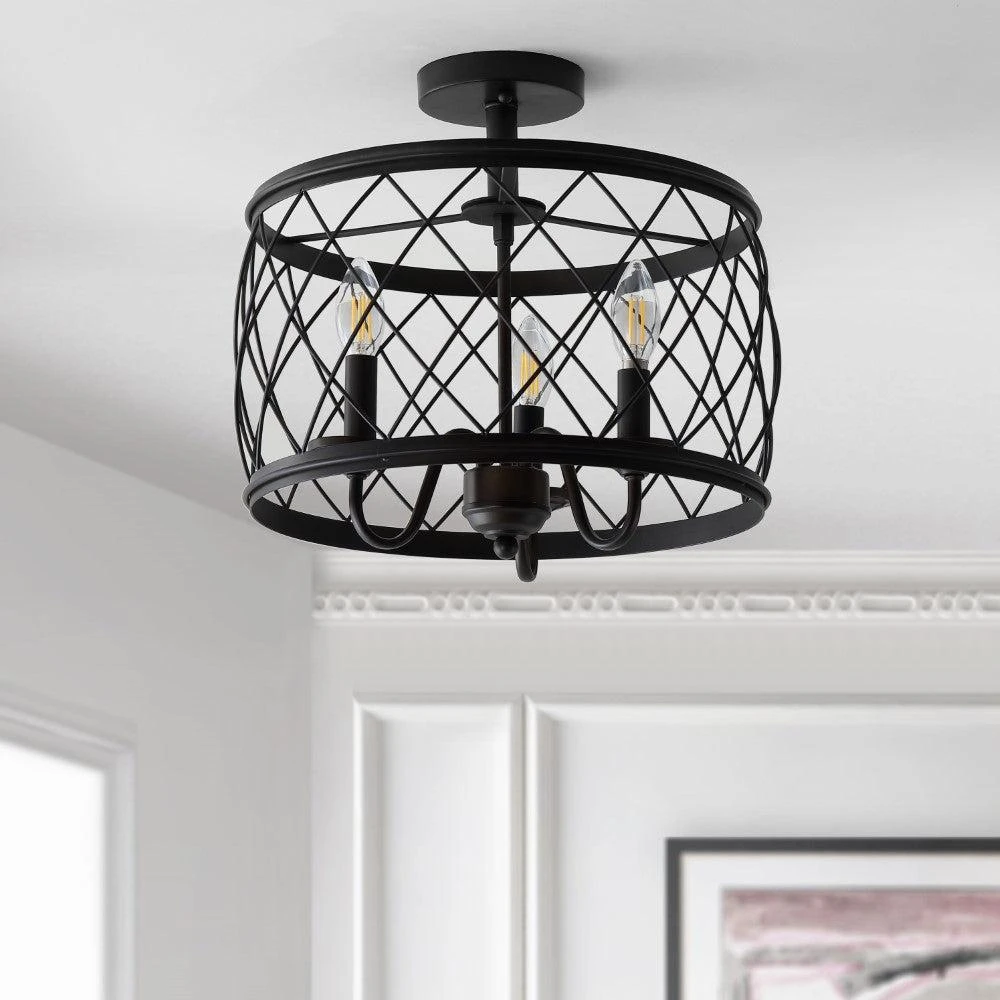 商品JONATHAN Y|Eleanor 15" 3-Light Metal LED Semi Flush Mount Ceiling Light,价格¥1471,第3张图片详细描述