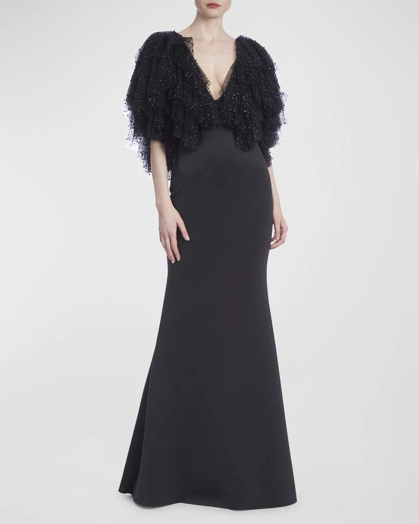商品Badgley Mischka|Crystal Ruffle Trumpet Gown,价格¥3684,第2张图片详细描述