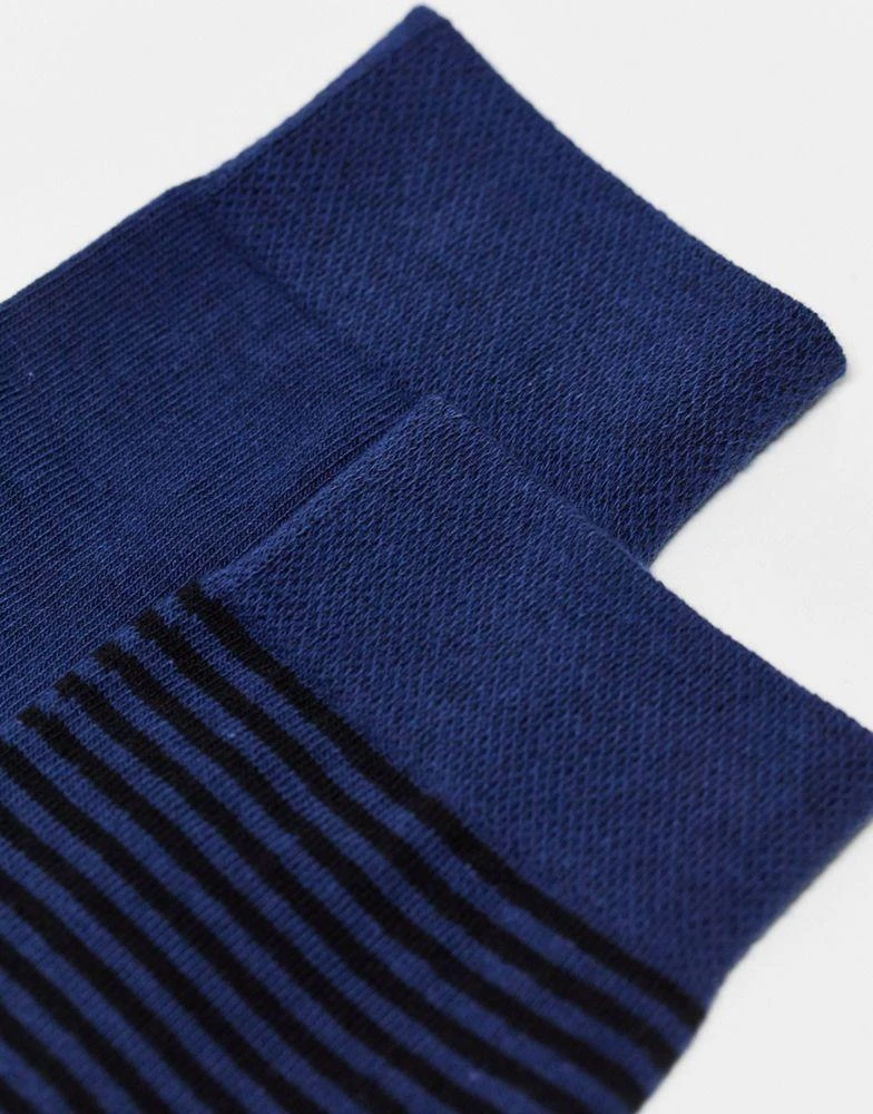 商品ASOS|ASOS DESIGN 2 pack smart socks in navy stripe and plain,价格¥48,第3张图片详细描述