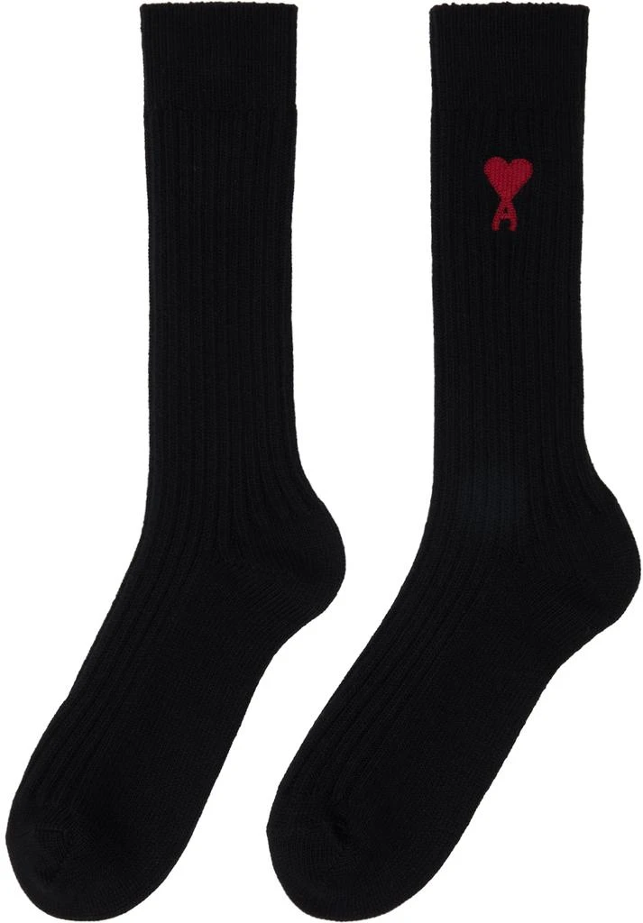 商品AMI|Three-Pack Black Ami de Cœur Socks,价格¥522,第3张图片详细描述