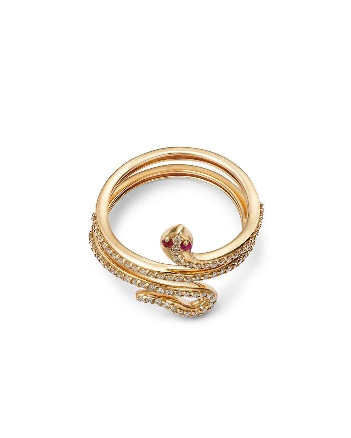 商品Moon & Meadow|14K Yellow Gold Italy Ruby & Diamond Snake Wrap Ring - Exclusive,价格¥13480,第3张图片详细描述