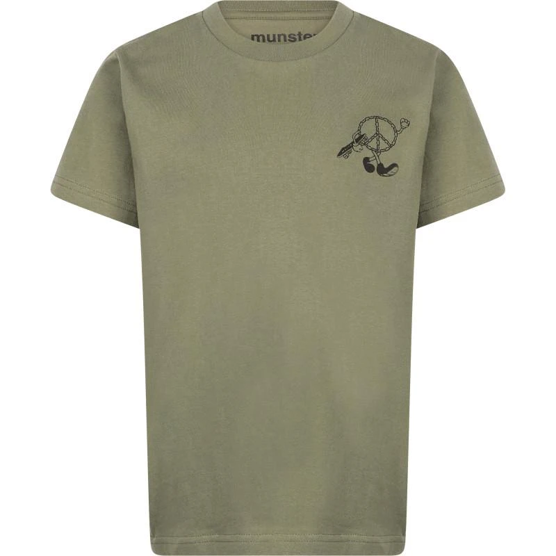 商品Munster|Peace sign logo t shirt in khaki green,价格¥242,第2张图片详细描述