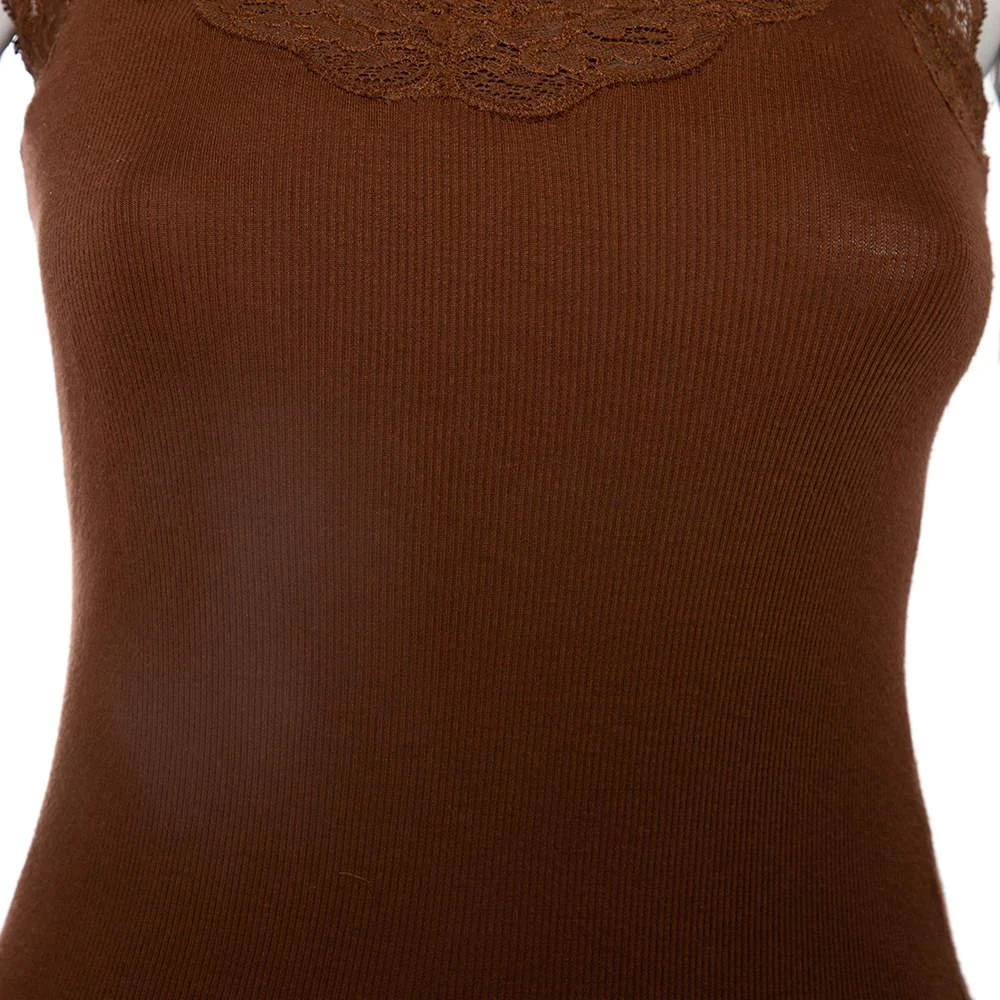 商品[二手商品] Ralph Lauren|Ralph Lauren Brown Knit Lace Detailed Sleeveless Camisole S,价格¥854,第4张图片详细描述