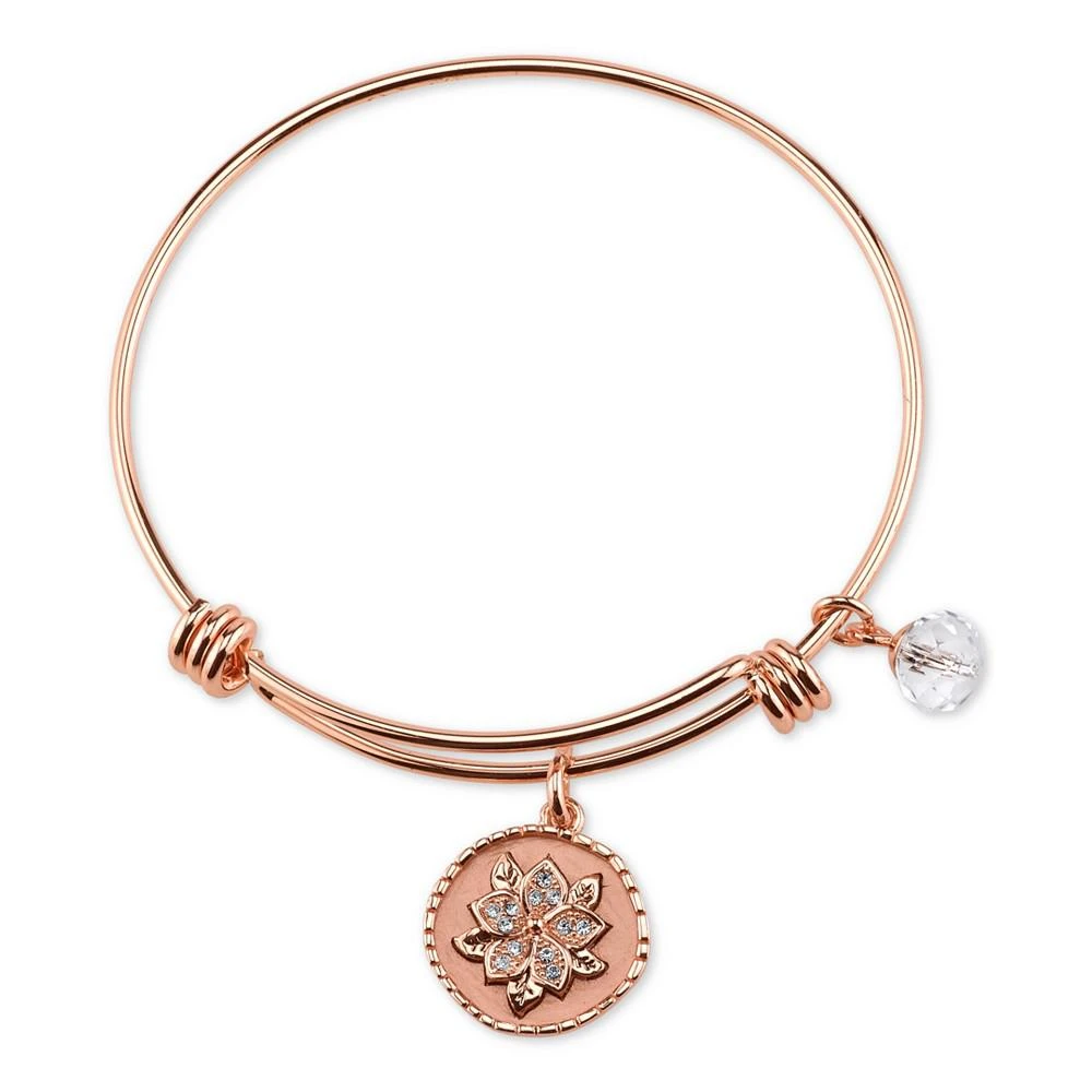 商品Unwritten|Message Charm Bangle Bracelet in Rose Gold-Tone Stainless Steel with Silver-Plated Charms,价格¥67,第1张图片