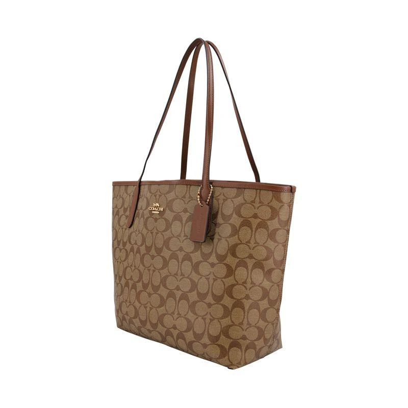商品Coach|美国直邮COACH 蔻驰奥莱款经典印花大号托特包20年新款单肩包浅棕色5696,价格¥2419,第3张图片详细描述