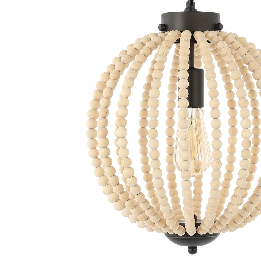 商品JONATHAN Y|Abril 12.5" 1-Light Rustic Bohemian Iron/Wood Bead LED Pendant,价格¥1165,第4张图片详细描述