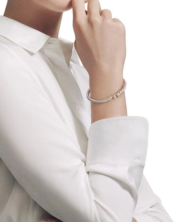 商品David Yurman|Buckle Classic Cable Bracelet in Sterling Silver with 18K Yellow Gold, 5mm,价格¥4299,第2张图片详细描述