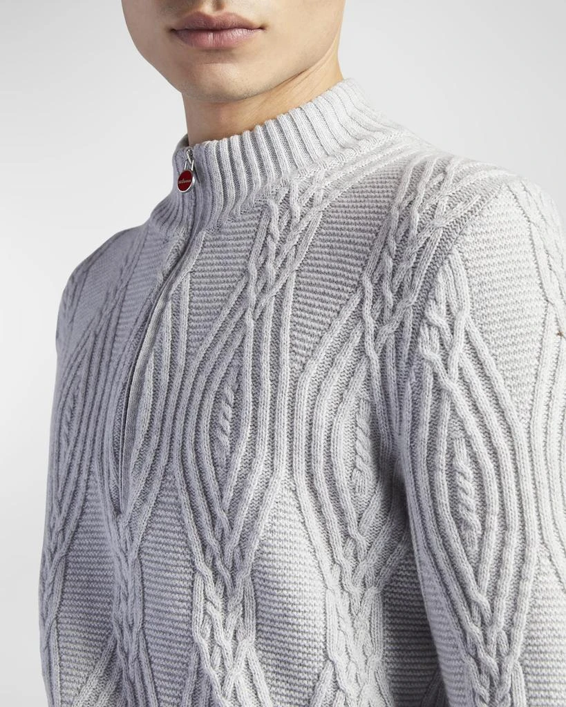 商品Kiton|Men's Cashmere Cable Knit Full-Zip Sweater,价格¥9640,第5张图片详细描述