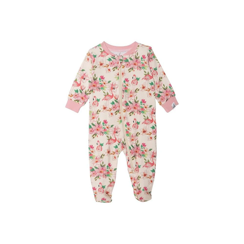 商品Deux par Deux|Baby Girl Organic Cotton One Piece Printed Pajama Beige Flamingos - Infant,价格¥246,第1张图片