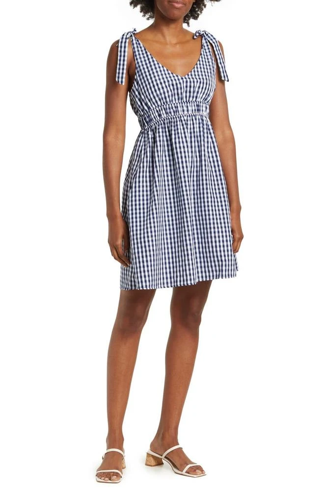 商品Love Ady|Gingham Tie Strap Fit & Flare Dress,价格¥413,第1张图片