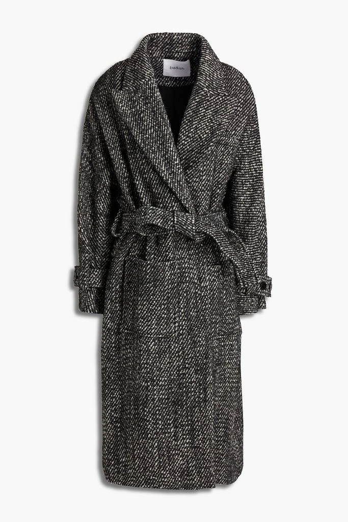 BA&SH Austin belted wool-blend bouclé-tweed coat 1