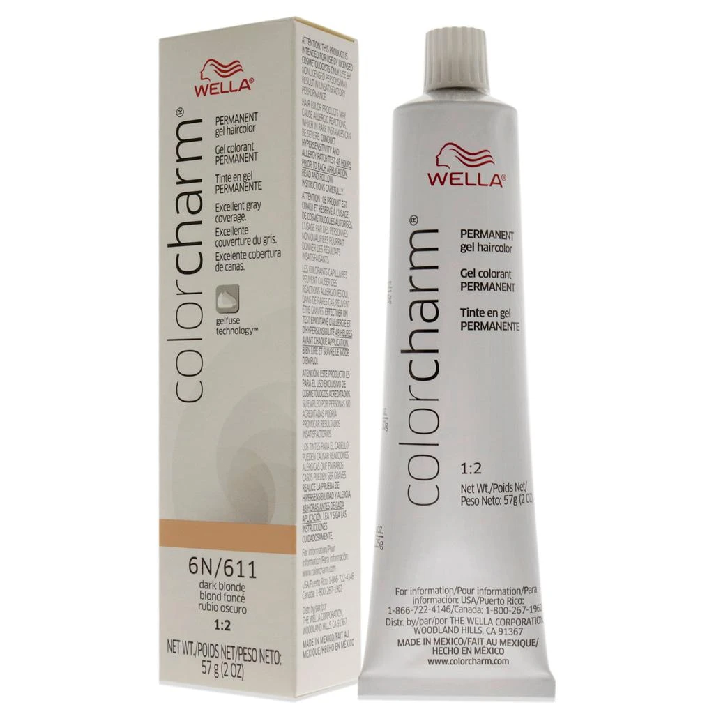 商品Wella|Color Charm Permanent Hair Color Gel - 611 6N Dark Blonde by  for Unisex - 2 oz Hair Color,价格¥131,第1张图片
