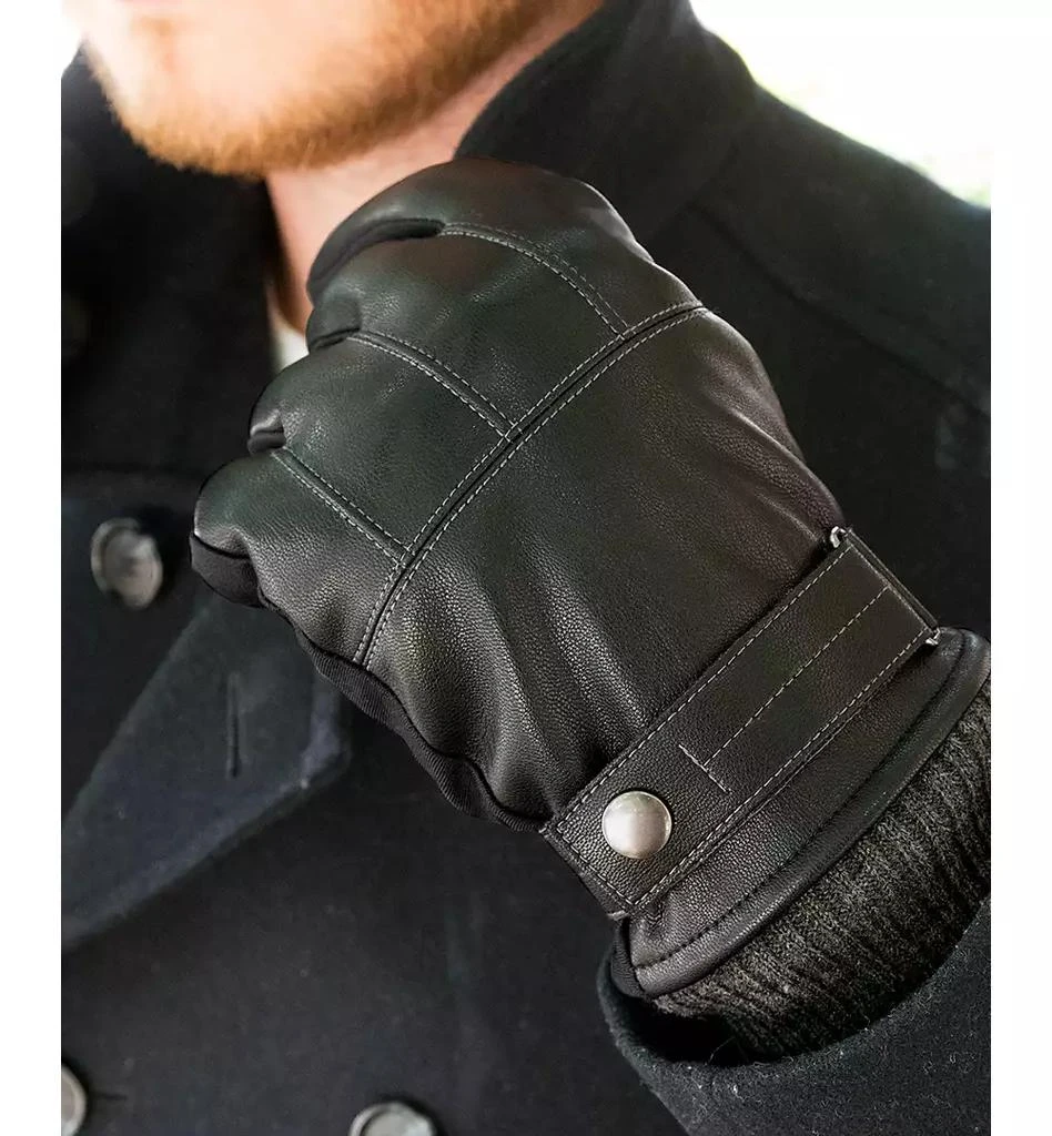 商品Isotoner Signature|Men's Insulated Faux-Leather Touchscreen Gloves,价格¥240,第2张图片详细描述