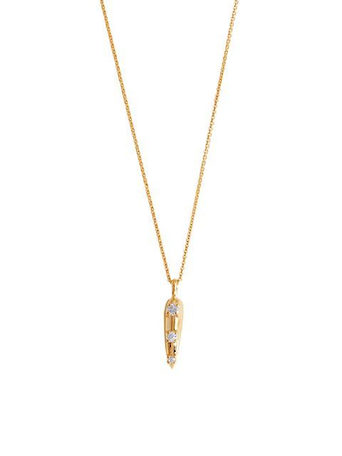 18K-Yellow-Gold Vermeil & Cubic Zirconia Small Claw Pendant Necklace商品第1张图片规格展示