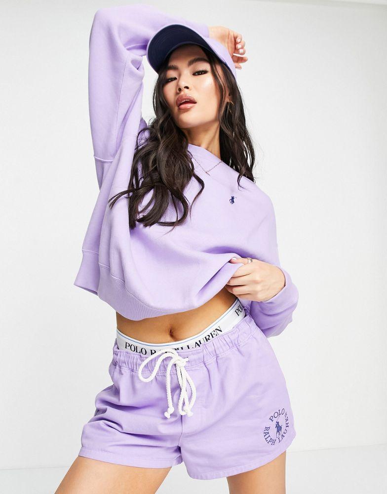 商品Ralph Lauren|Polo Ralph Lauren x ASOS exclusive collab co-ord cotton logo shorts in lavender,价格¥420,第1张图片