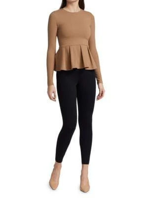 商品Susana Monaco|Long Sleeve Crew Peplum Top,价格¥249,第4张图片详细描述
