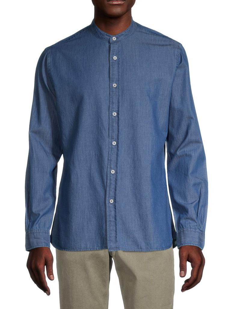 商品Brooks Brothers|Mandarin Collar Chambray Shirt,价格¥222,第1张图片