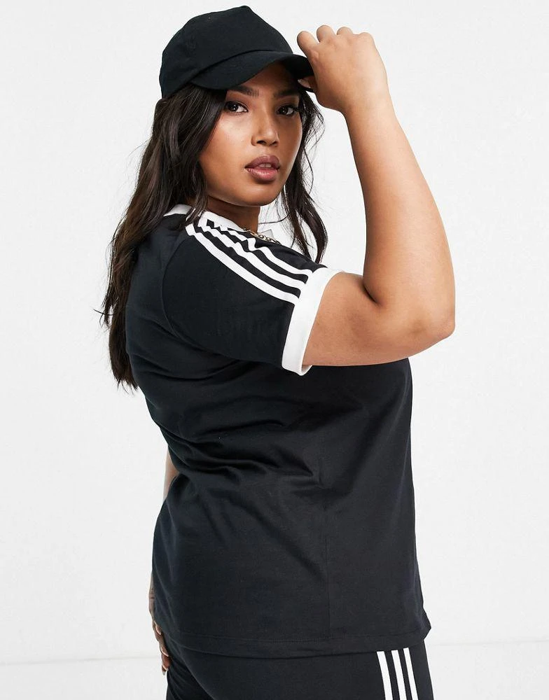 商品Adidas|adidas Originals Plus adicolor three stripe t-shirt in black,价格¥162,第3张图片详细描述