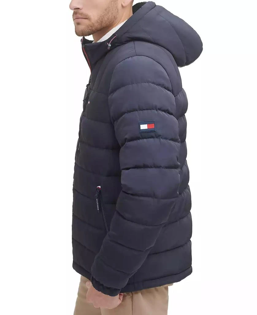 商品Tommy Hilfiger|男士合身中型夏尔巴衬里连帽防水绗缝夹克,价格¥640,第2张图片详细描述