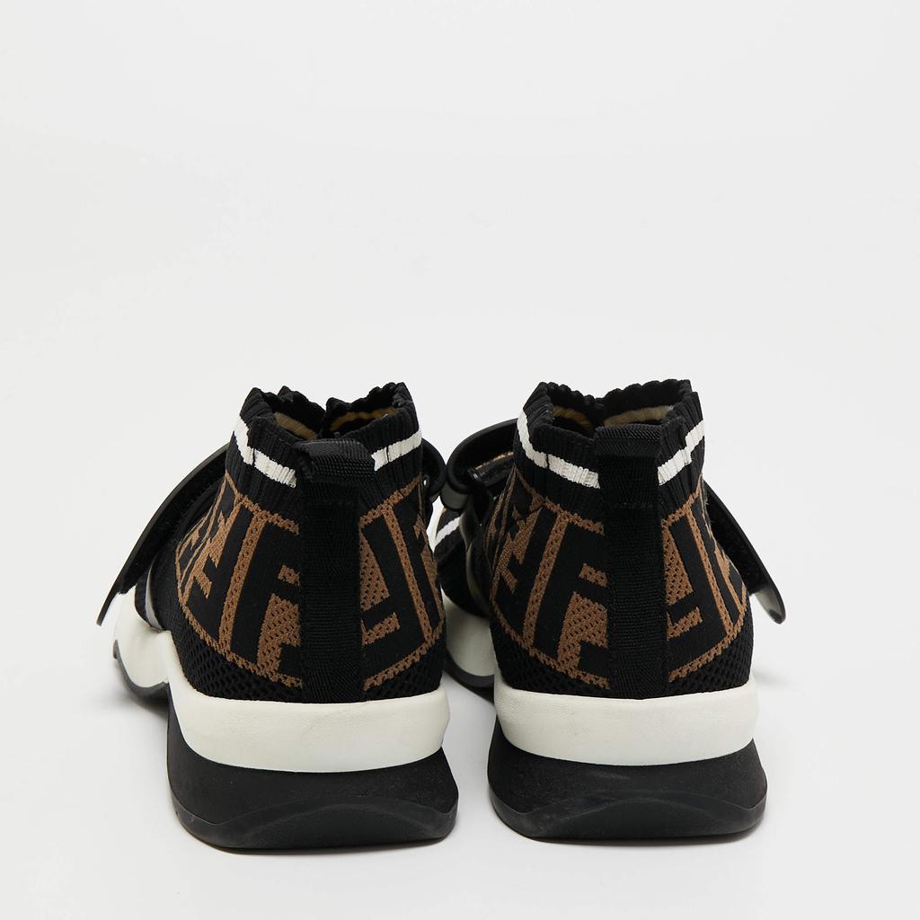 商品[二手商品] Fendi|Fendi Black/Tobacco Zucca Knit Fabric Rockoko Sneakers Size 37,价格¥4766,第7张图片详细描述